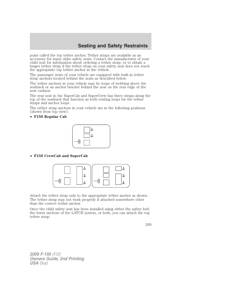 Seating and safety restraints | FORD 2009 F-150 v.2 User Manual | Page 209 / 409