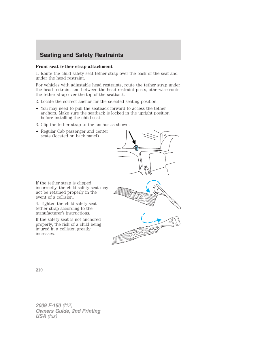 Seating and safety restraints | FORD 2009 F-150 v.2 User Manual | Page 210 / 409