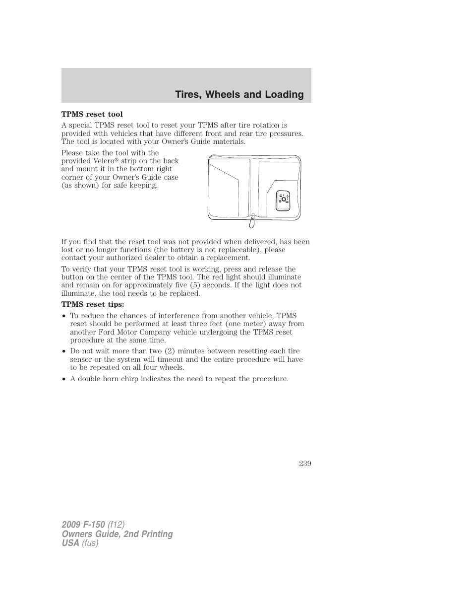 Tires, wheels and loading | FORD 2009 F-150 v.2 User Manual | Page 239 / 409