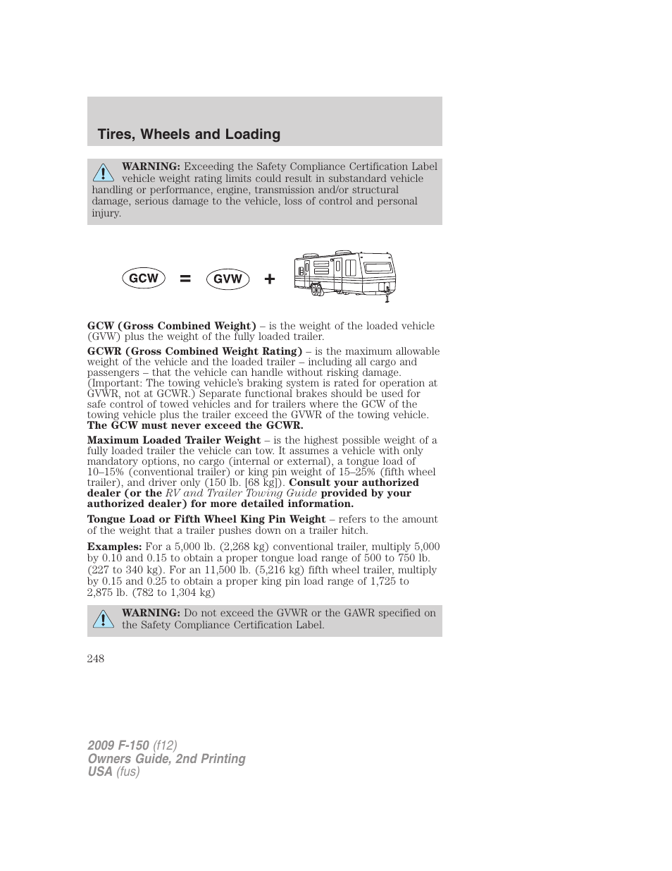 Tires, wheels and loading | FORD 2009 F-150 v.2 User Manual | Page 248 / 409