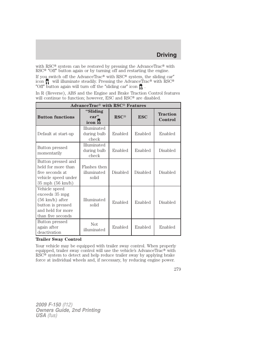 Driving | FORD 2009 F-150 v.2 User Manual | Page 279 / 409