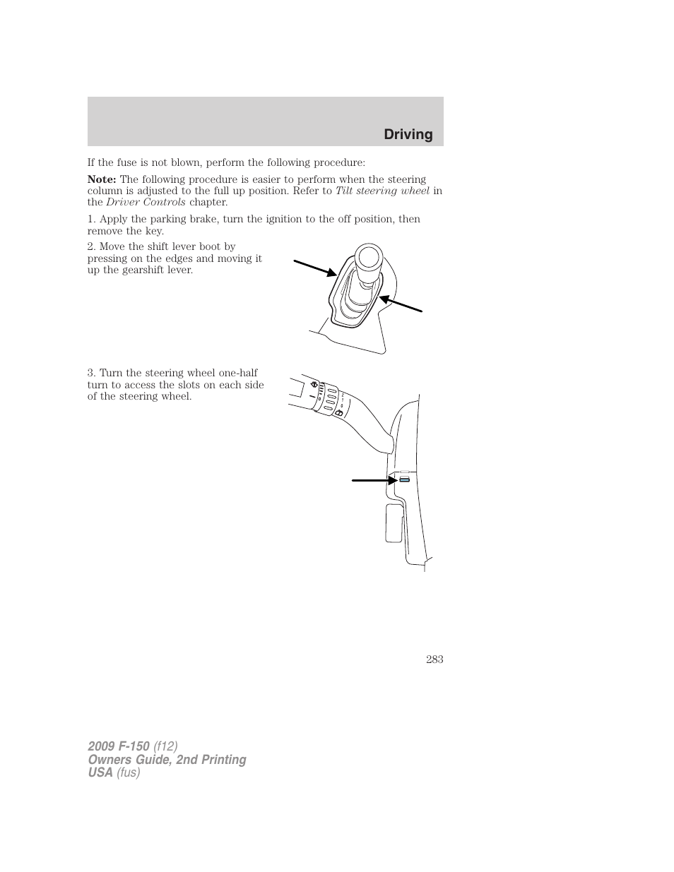 Driving | FORD 2009 F-150 v.2 User Manual | Page 283 / 409