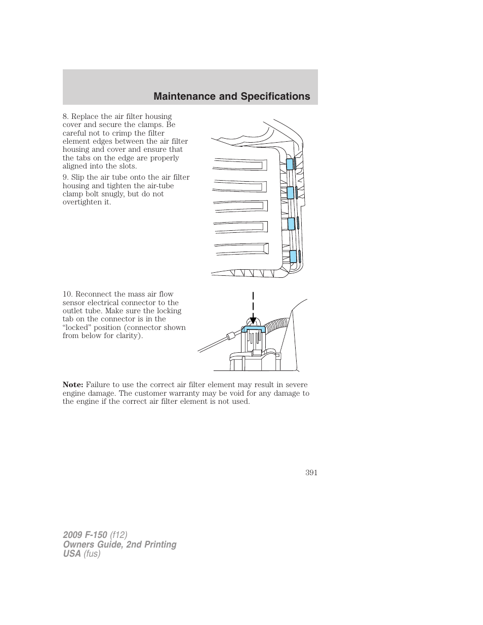 Maintenance and specifications | FORD 2009 F-150 v.2 User Manual | Page 391 / 409