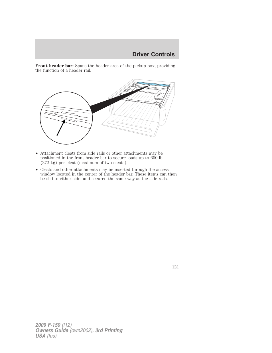 Driver controls | FORD 2009 F-150 v.3 User Manual | Page 121 / 409