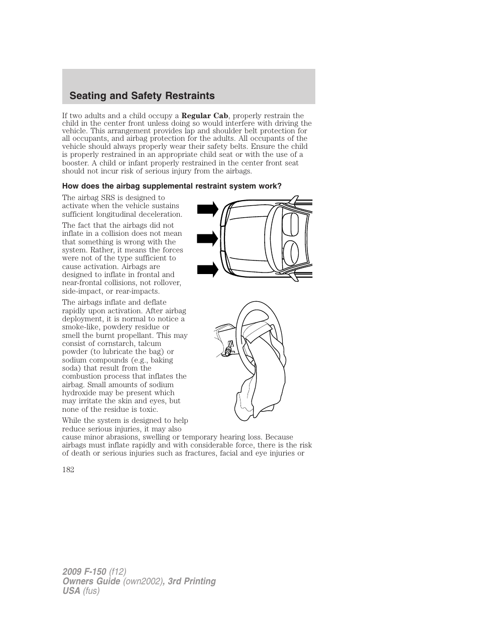 Seating and safety restraints | FORD 2009 F-150 v.3 User Manual | Page 182 / 409