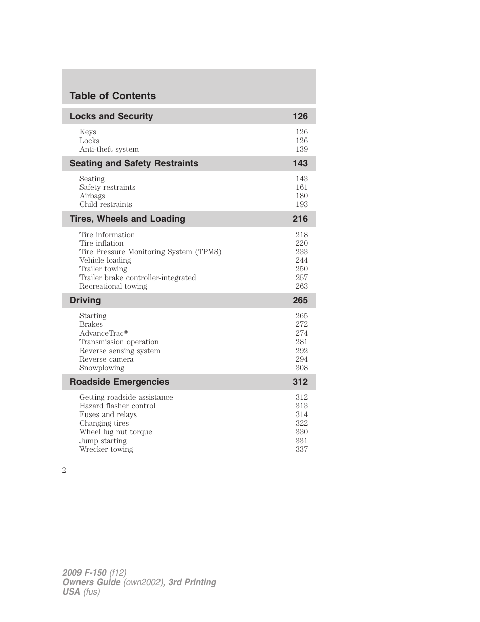 FORD 2009 F-150 v.3 User Manual | Page 2 / 409