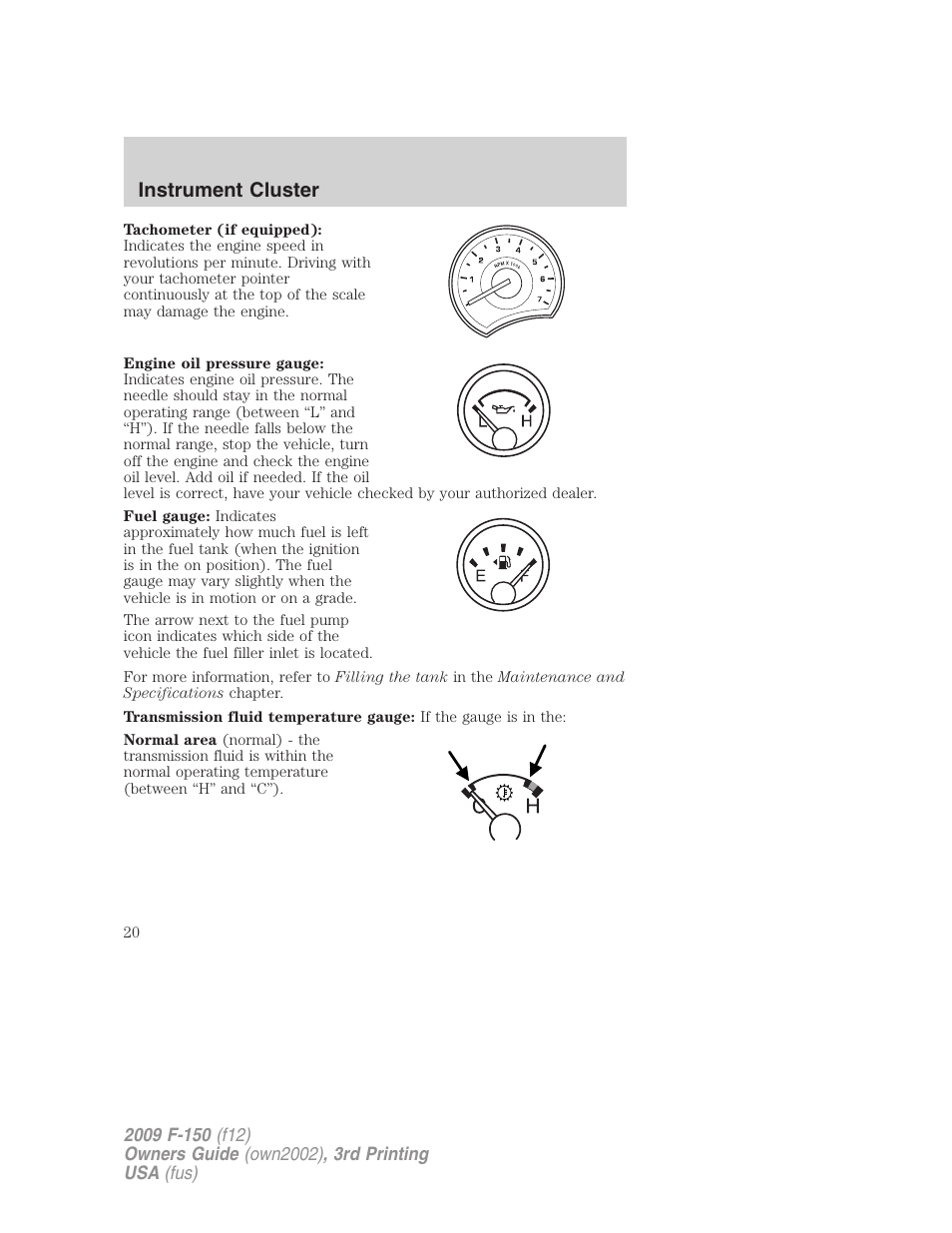 Instrument cluster | FORD 2009 F-150 v.3 User Manual | Page 20 / 409