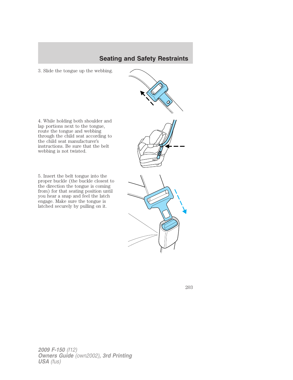 Seating and safety restraints | FORD 2009 F-150 v.3 User Manual | Page 203 / 409