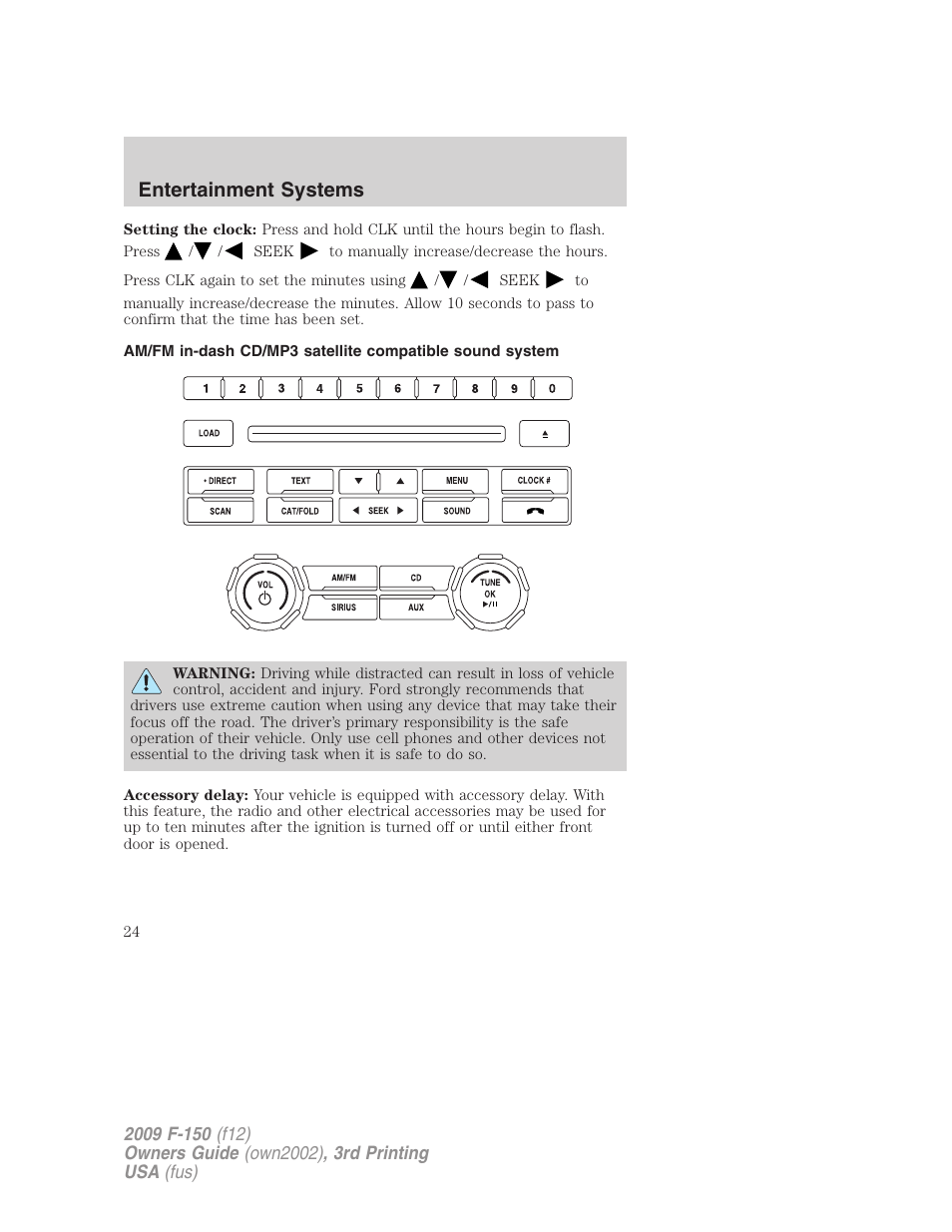 Am/fm stereo with cd/mp3, Entertainment systems | FORD 2009 F-150 v.3 User Manual | Page 24 / 409