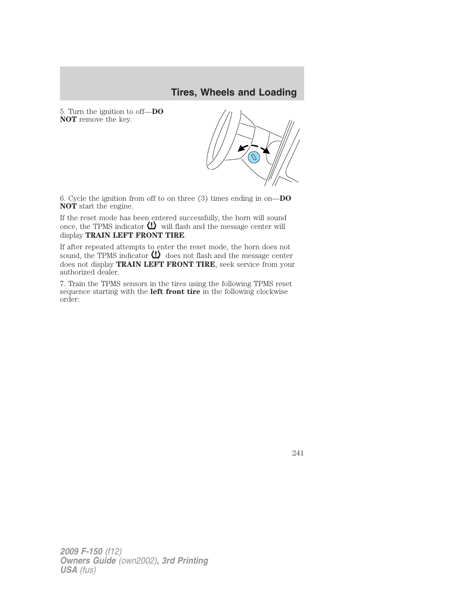 Tires, wheels and loading | FORD 2009 F-150 v.3 User Manual | Page 241 / 409