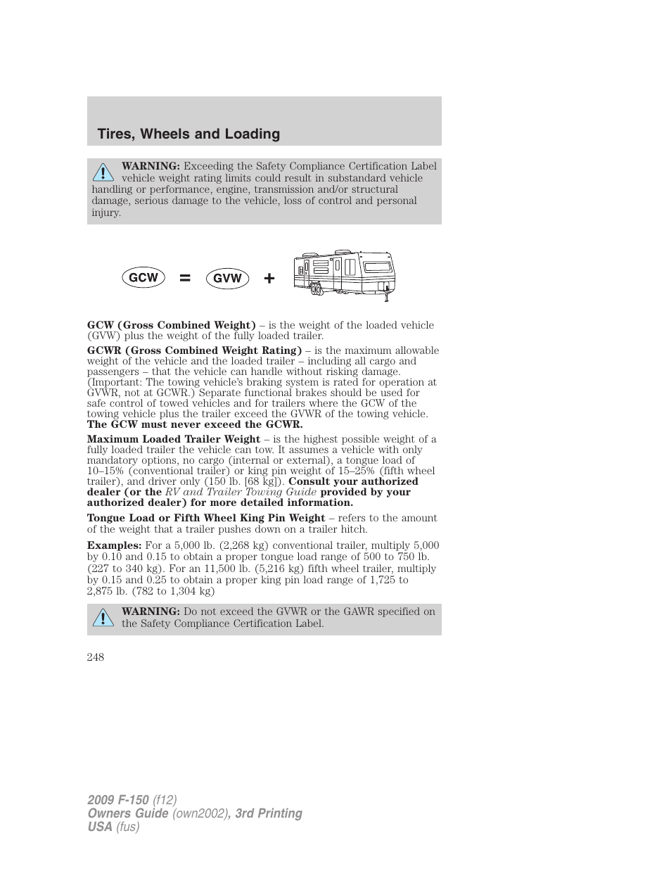 Tires, wheels and loading | FORD 2009 F-150 v.3 User Manual | Page 248 / 409