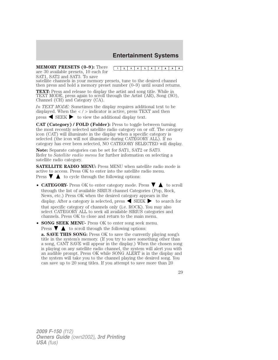 Entertainment systems | FORD 2009 F-150 v.3 User Manual | Page 29 / 409