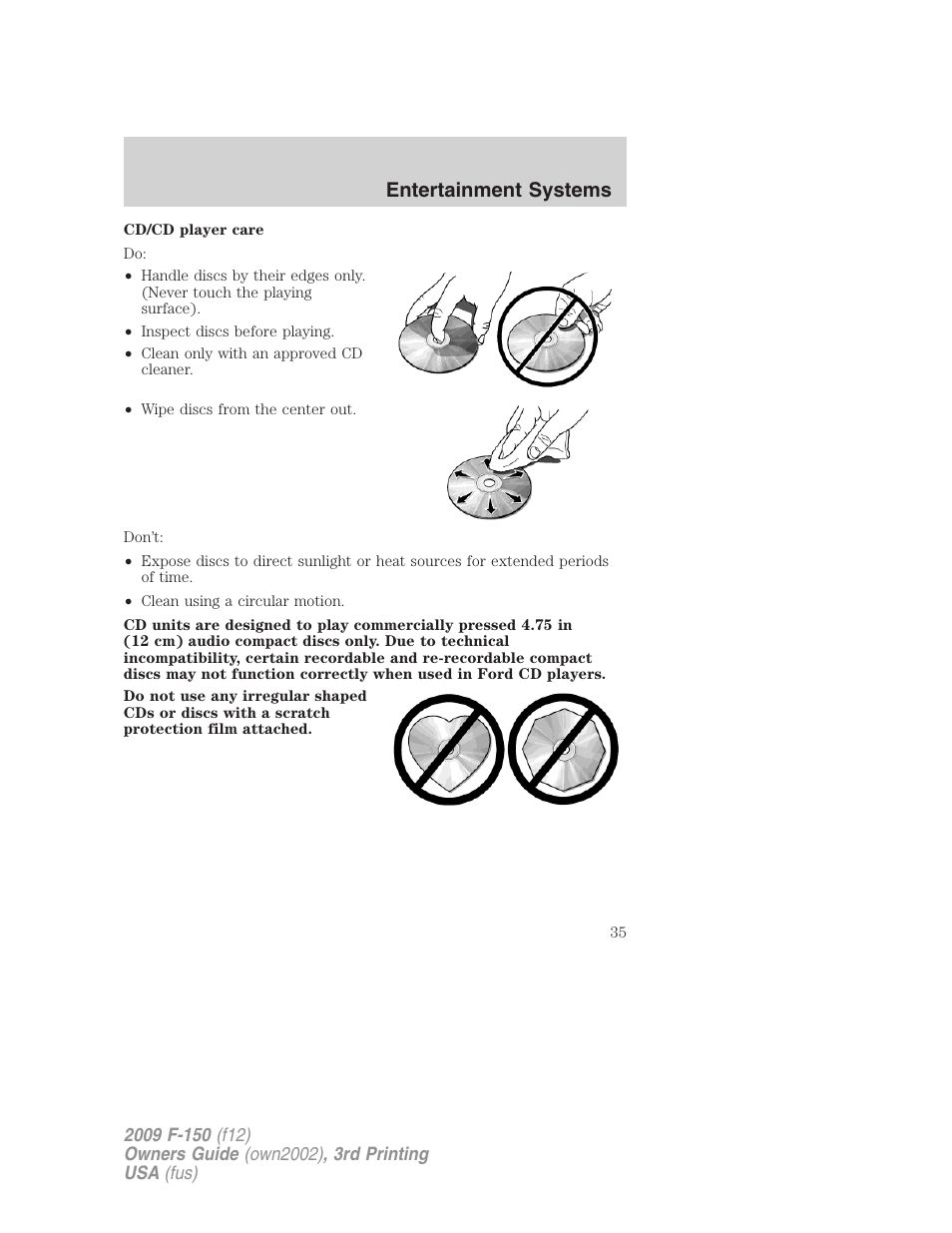 Entertainment systems | FORD 2009 F-150 v.3 User Manual | Page 35 / 409
