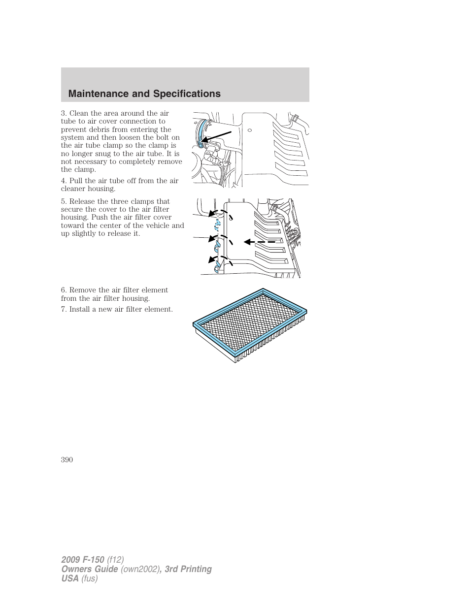 Maintenance and specifications | FORD 2009 F-150 v.3 User Manual | Page 390 / 409