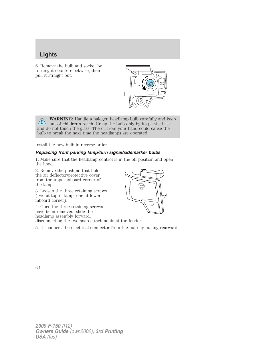 Lights | FORD 2009 F-150 v.3 User Manual | Page 62 / 409