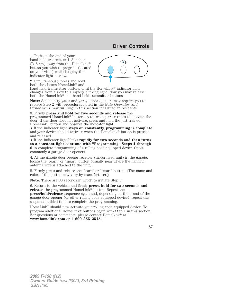 Driver controls | FORD 2009 F-150 v.3 User Manual | Page 87 / 409