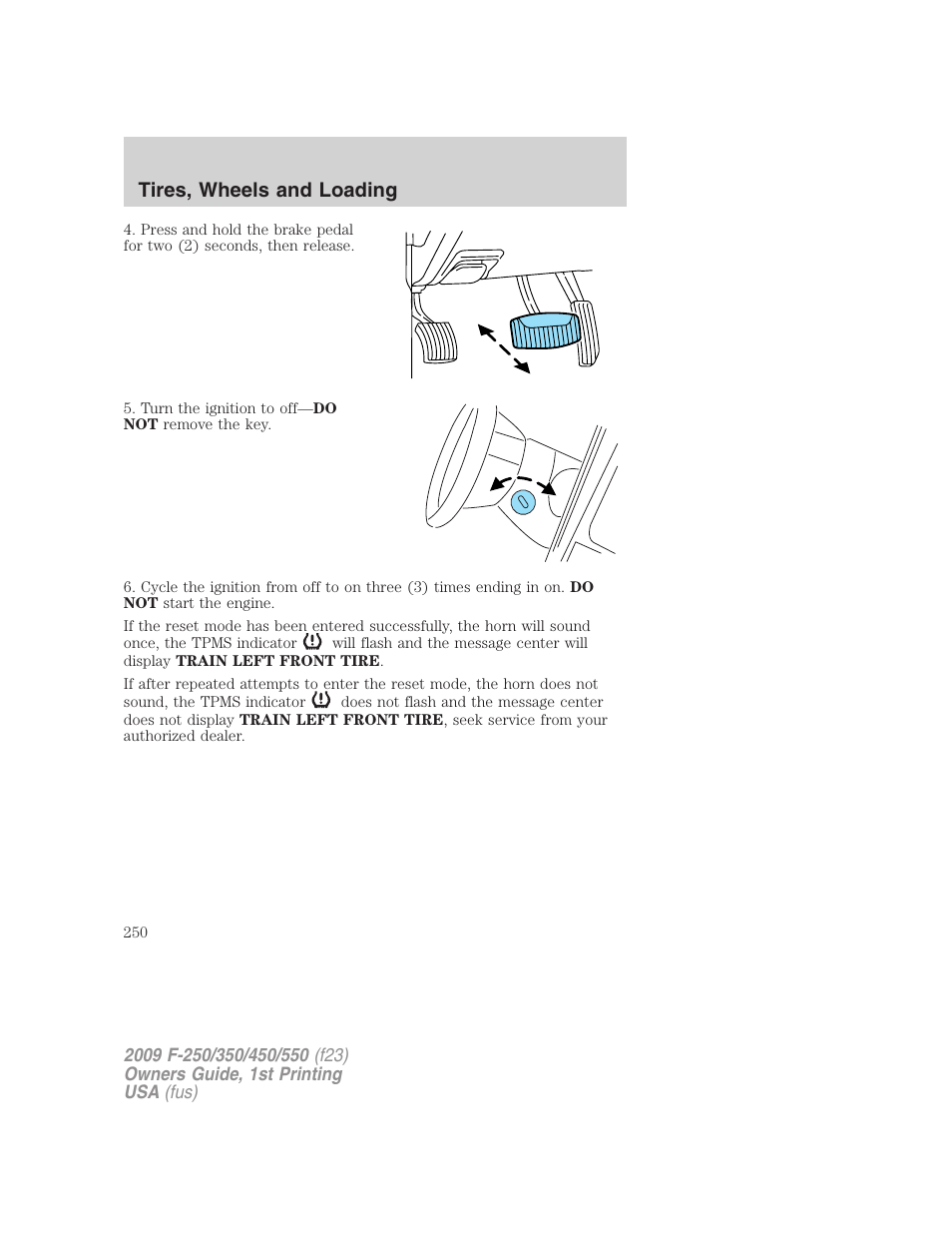 Tires, wheels and loading | FORD 2009 F-550 v.1 User Manual | Page 250 / 418