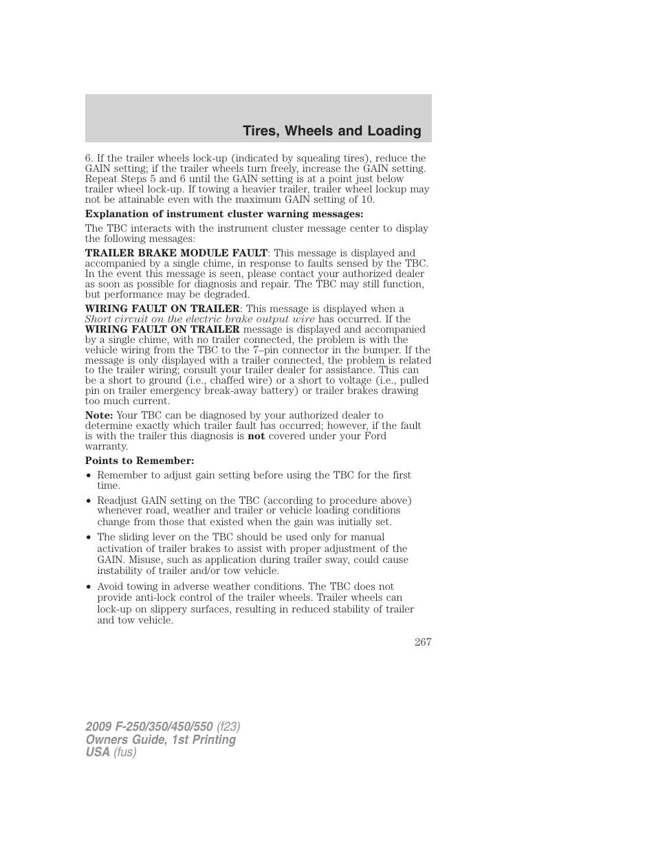 Tires, wheels and loading | FORD 2009 F-550 v.1 User Manual | Page 267 / 418