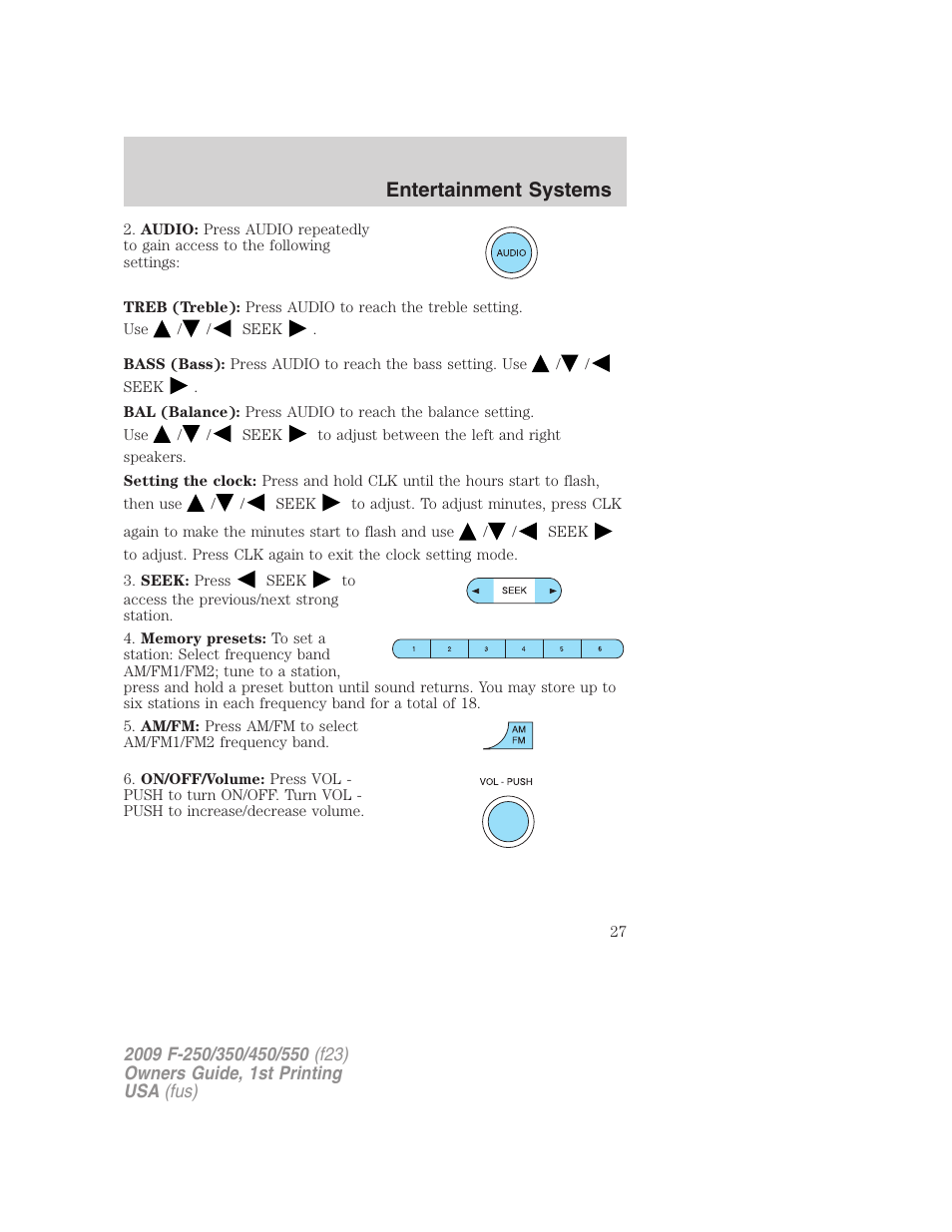 Entertainment systems | FORD 2009 F-550 v.1 User Manual | Page 27 / 418