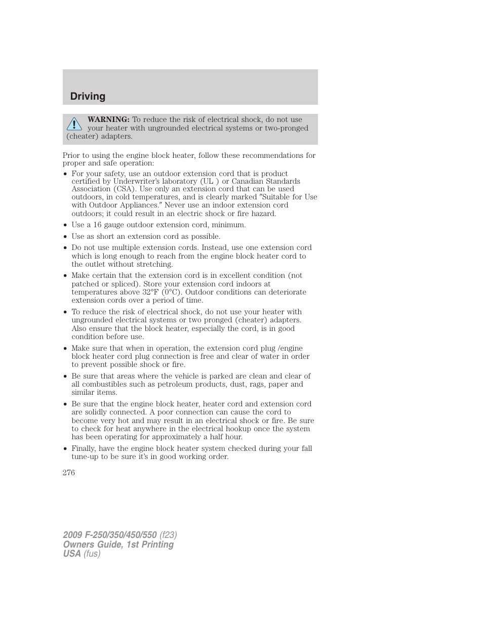 Driving | FORD 2009 F-550 v.1 User Manual | Page 276 / 418