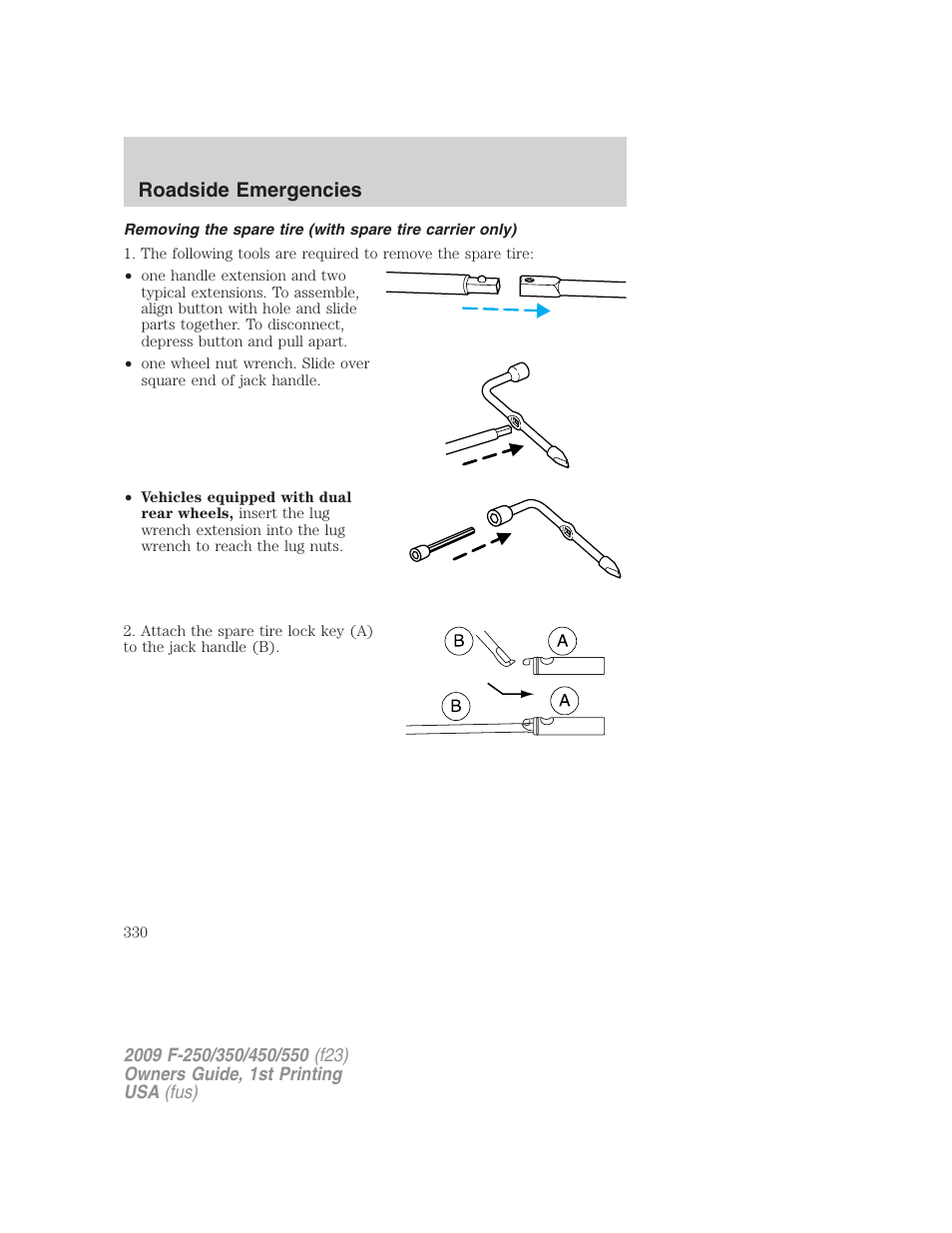 Roadside emergencies | FORD 2009 F-550 v.1 User Manual | Page 330 / 418