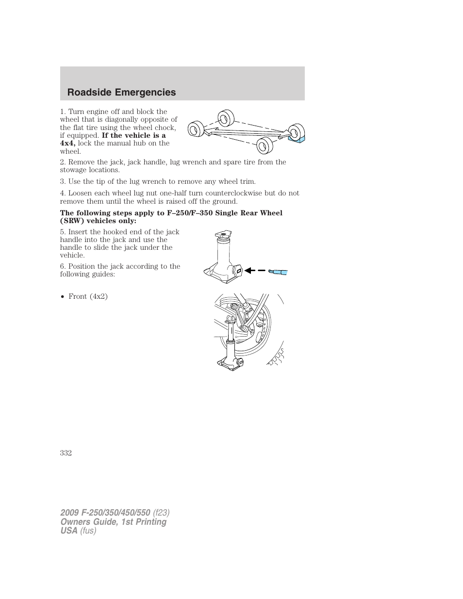 Roadside emergencies | FORD 2009 F-550 v.1 User Manual | Page 332 / 418