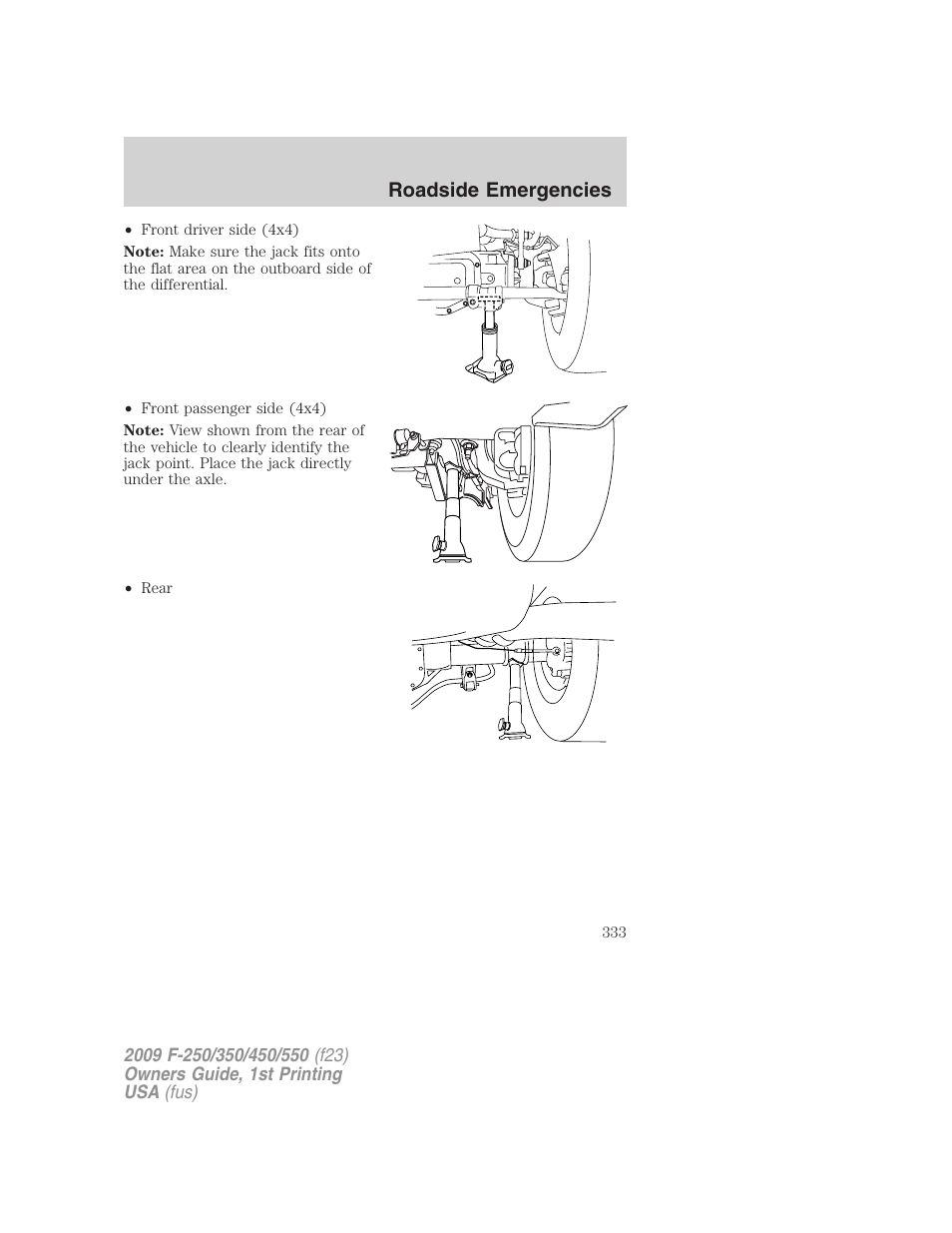 Roadside emergencies | FORD 2009 F-550 v.1 User Manual | Page 333 / 418