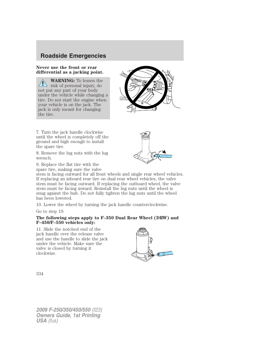 Roadside emergencies | FORD 2009 F-550 v.1 User Manual | Page 334 / 418