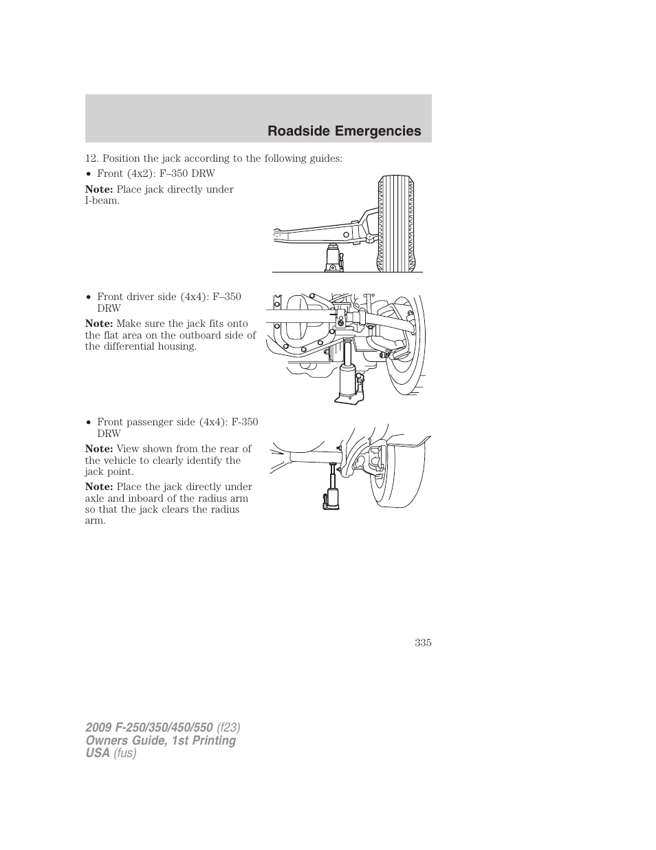 Roadside emergencies | FORD 2009 F-550 v.1 User Manual | Page 335 / 418