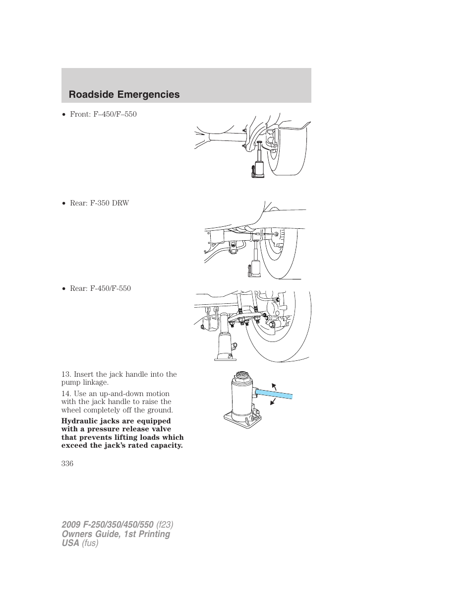 Roadside emergencies | FORD 2009 F-550 v.1 User Manual | Page 336 / 418