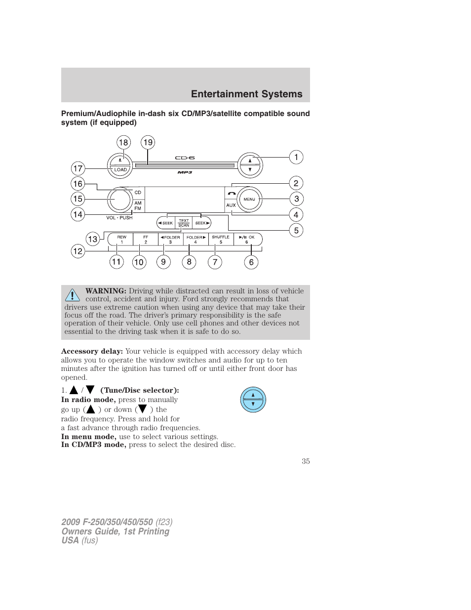 Am/fm stereo with in-dash six cd, Entertainment systems | FORD 2009 F-550 v.1 User Manual | Page 35 / 418