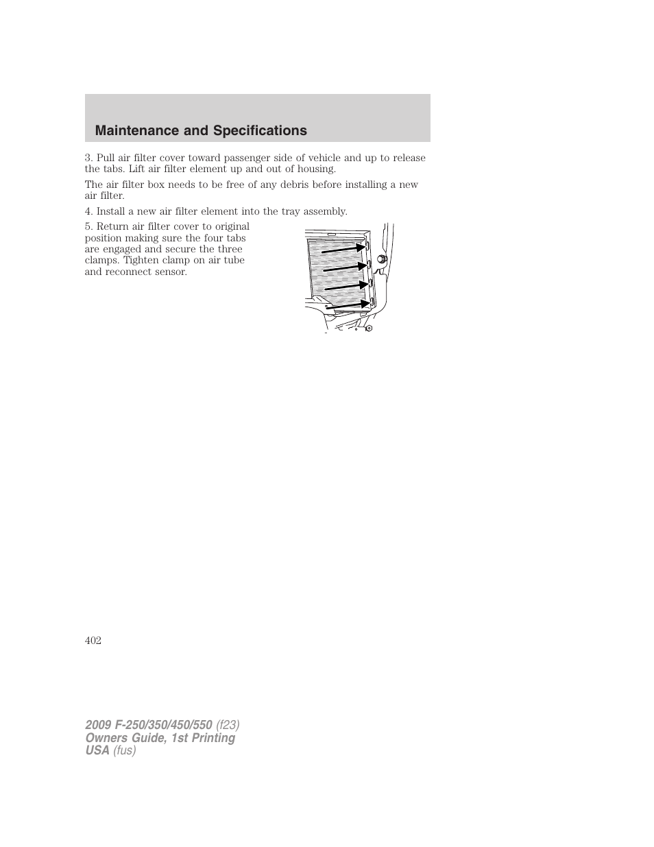 Maintenance and specifications | FORD 2009 F-550 v.1 User Manual | Page 402 / 418