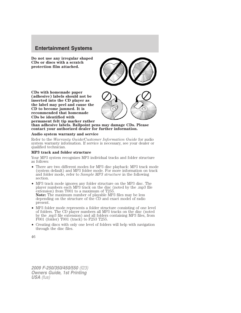 Entertainment systems | FORD 2009 F-550 v.1 User Manual | Page 46 / 418