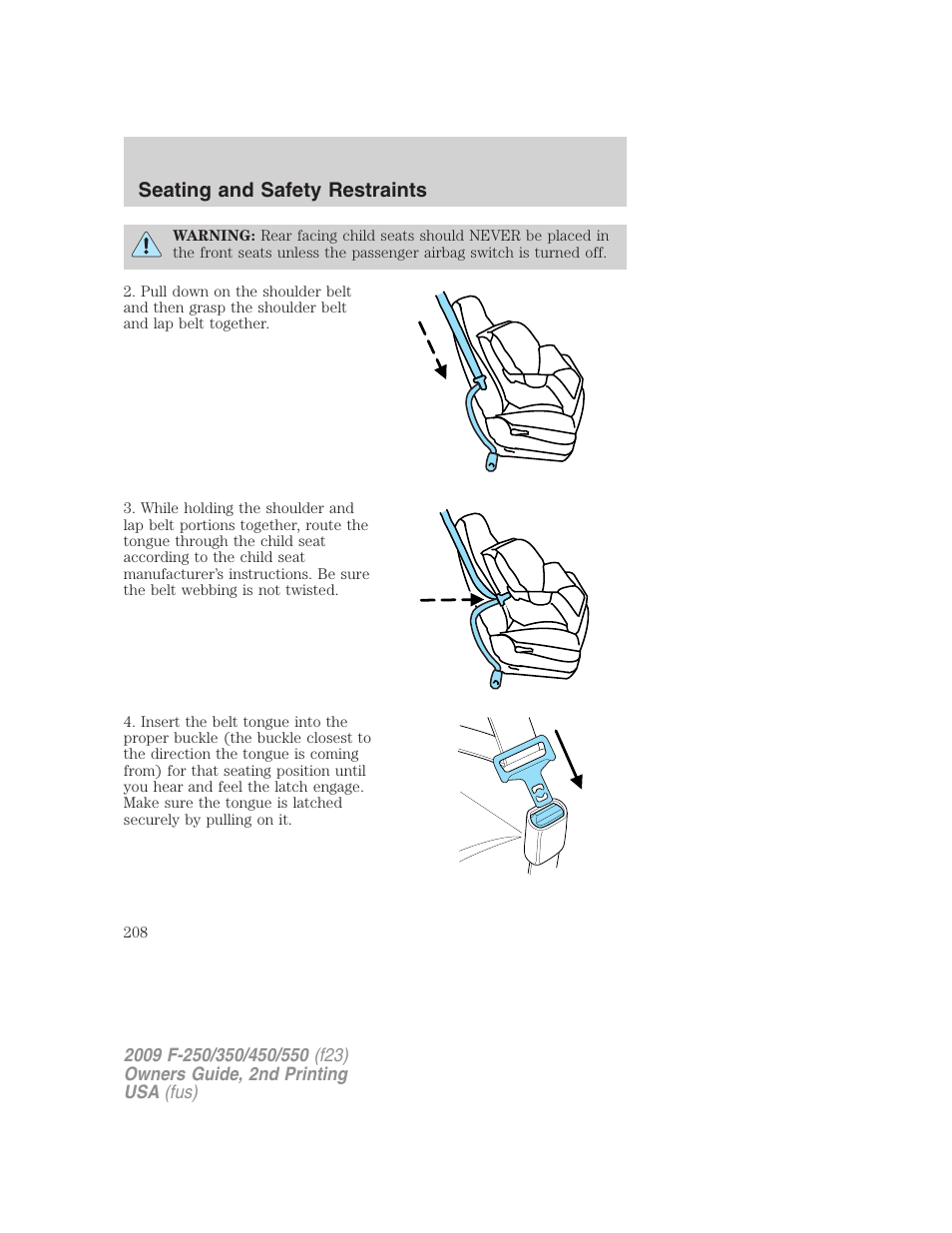 Seating and safety restraints | FORD 2009 F-550 v.2 User Manual | Page 208 / 419