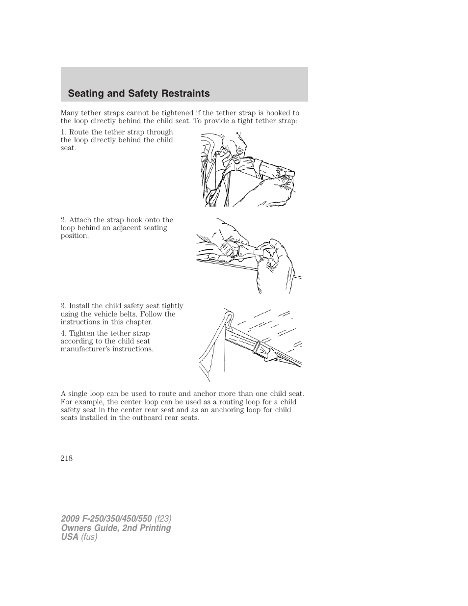 Seating and safety restraints | FORD 2009 F-550 v.2 User Manual | Page 218 / 419