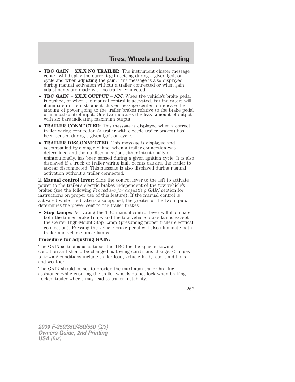 Tires, wheels and loading | FORD 2009 F-550 v.2 User Manual | Page 267 / 419