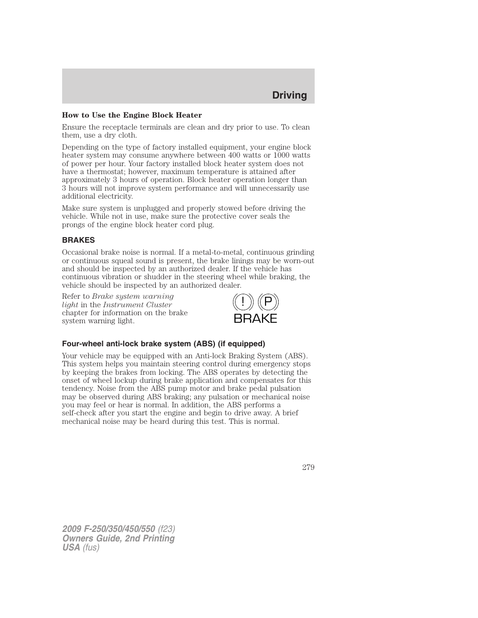 Brakes, P! brake | FORD 2009 F-550 v.2 User Manual | Page 279 / 419