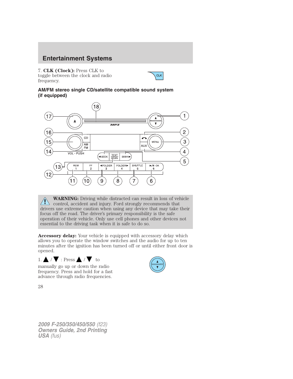 Am/fm stereo with cd, Entertainment systems | FORD 2009 F-550 v.2 User Manual | Page 28 / 419