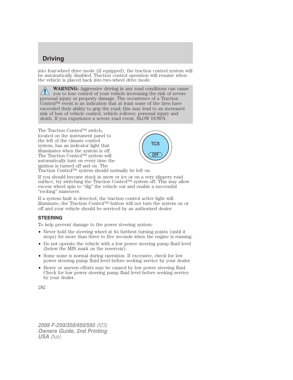 Steering, Driving | FORD 2009 F-550 v.2 User Manual | Page 282 / 419