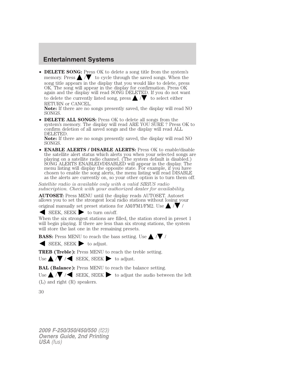 Entertainment systems | FORD 2009 F-550 v.2 User Manual | Page 30 / 419