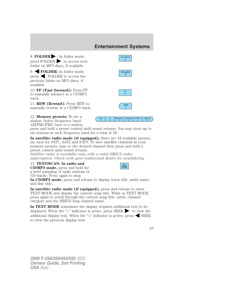 Entertainment systems | FORD 2009 F-550 v.2 User Manual | Page 33 / 419