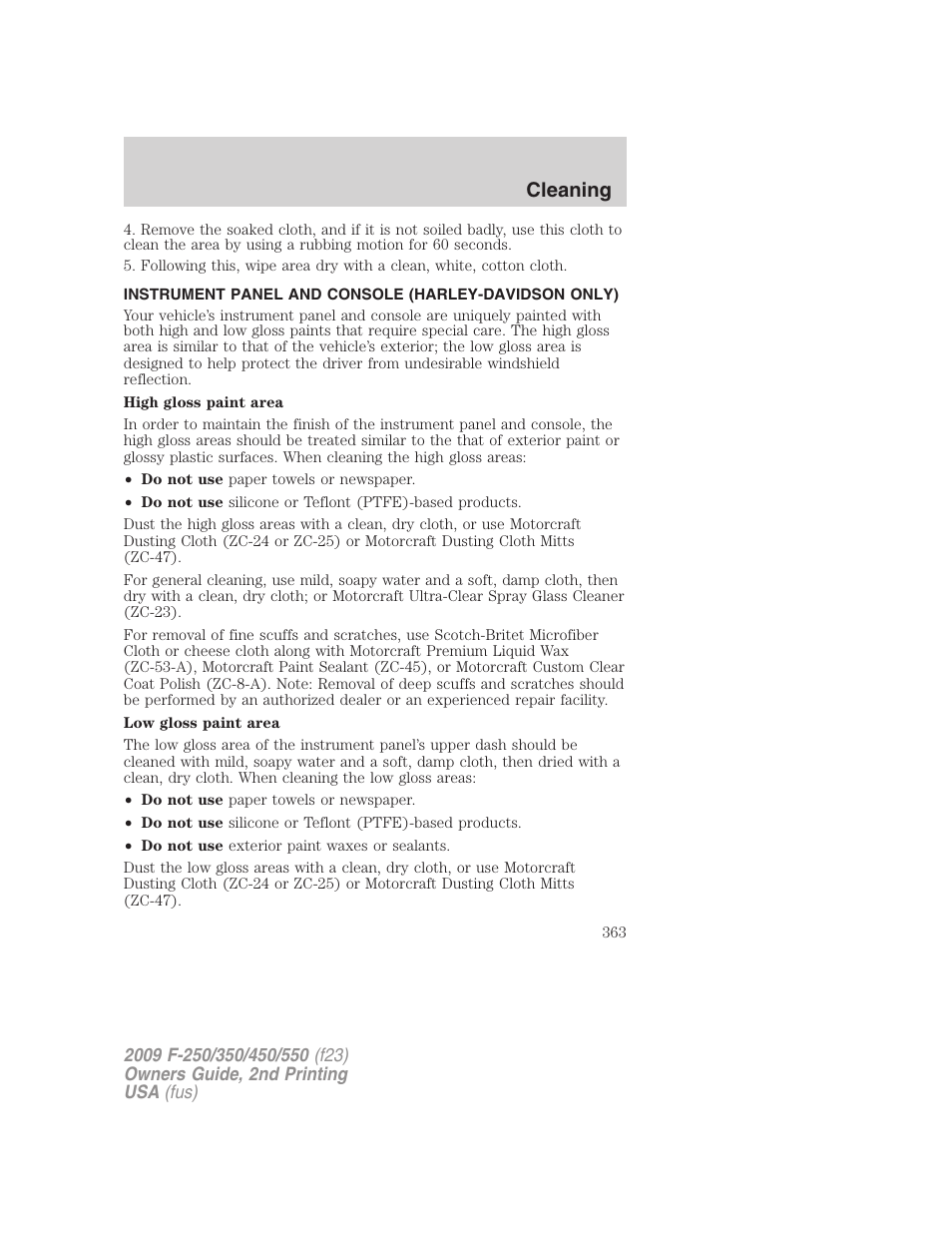 Cleaning | FORD 2009 F-550 v.2 User Manual | Page 363 / 419