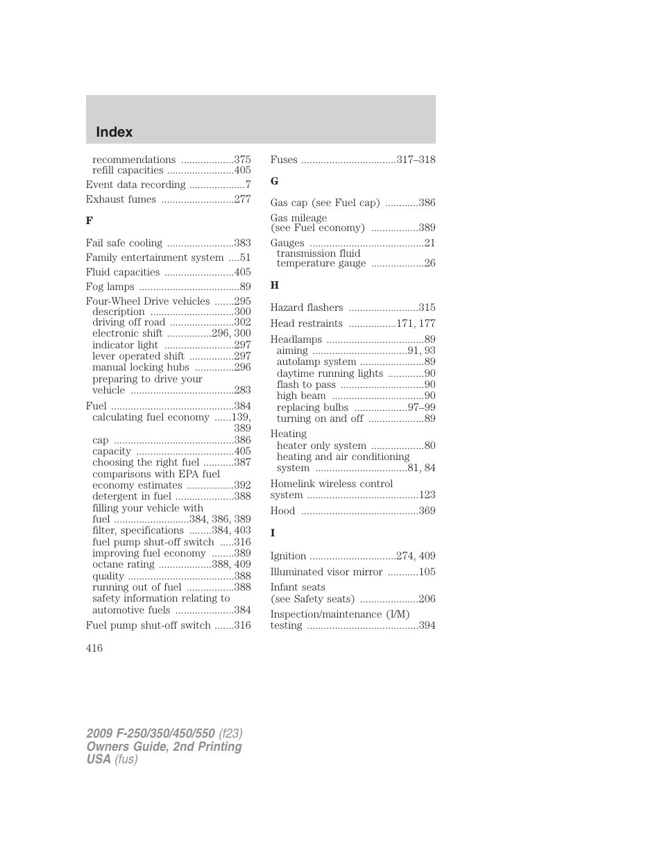Index | FORD 2009 F-550 v.2 User Manual | Page 416 / 419