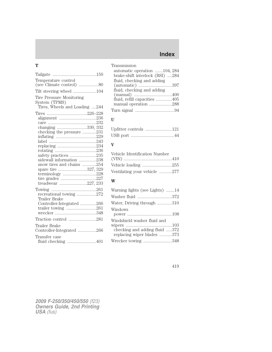 Index | FORD 2009 F-550 v.2 User Manual | Page 419 / 419