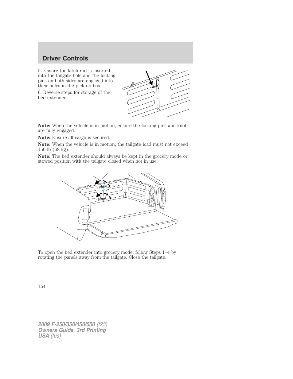 Driver controls | FORD 2009 F-550 v.3 User Manual | Page 154 / 419