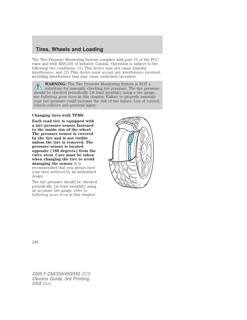 Tires, wheels and loading | FORD 2009 F-550 v.3 User Manual | Page 246 / 419