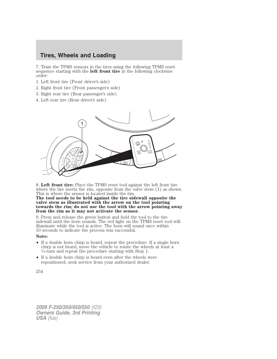 Tires, wheels and loading | FORD 2009 F-550 v.3 User Manual | Page 254 / 419