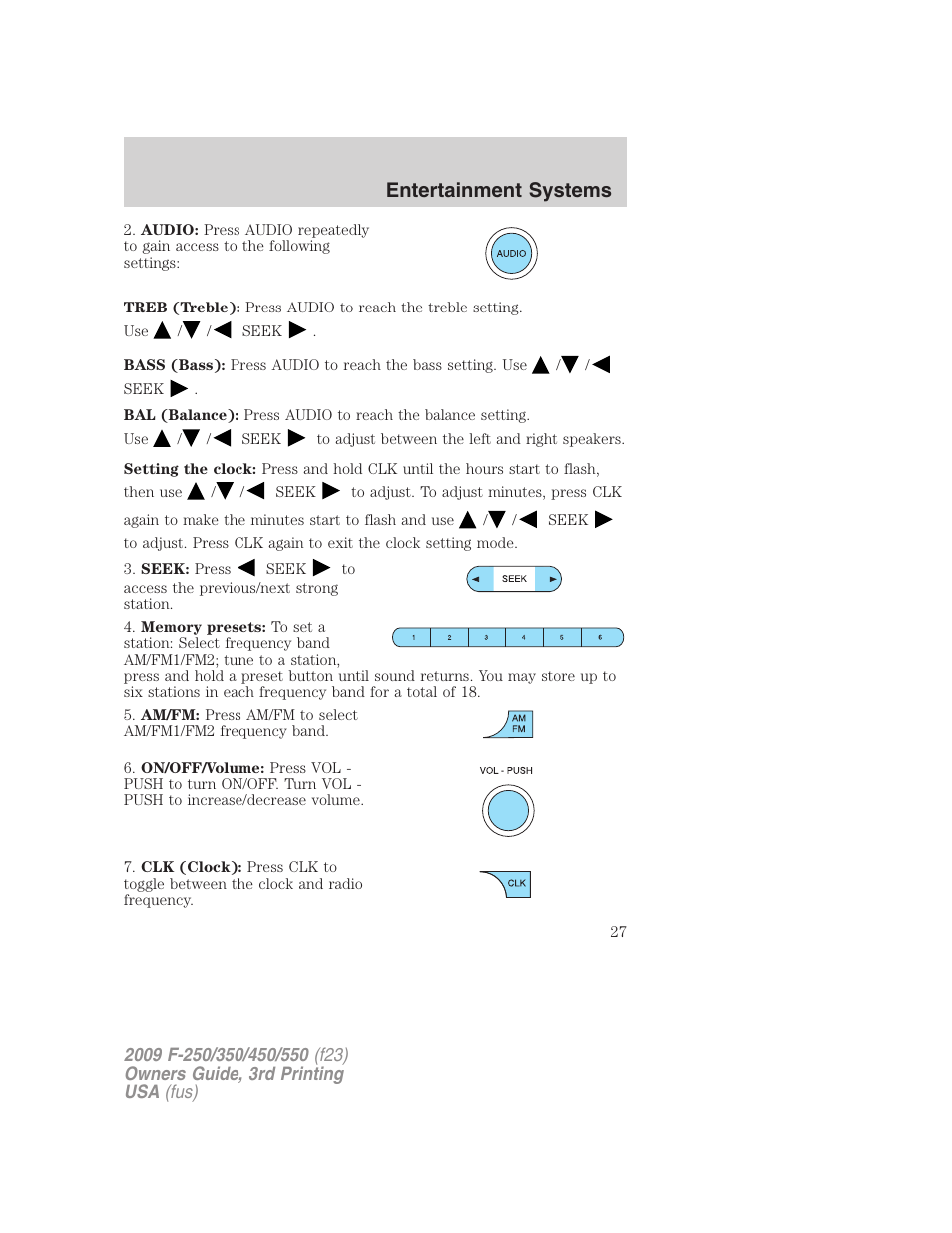 Entertainment systems | FORD 2009 F-550 v.3 User Manual | Page 27 / 419