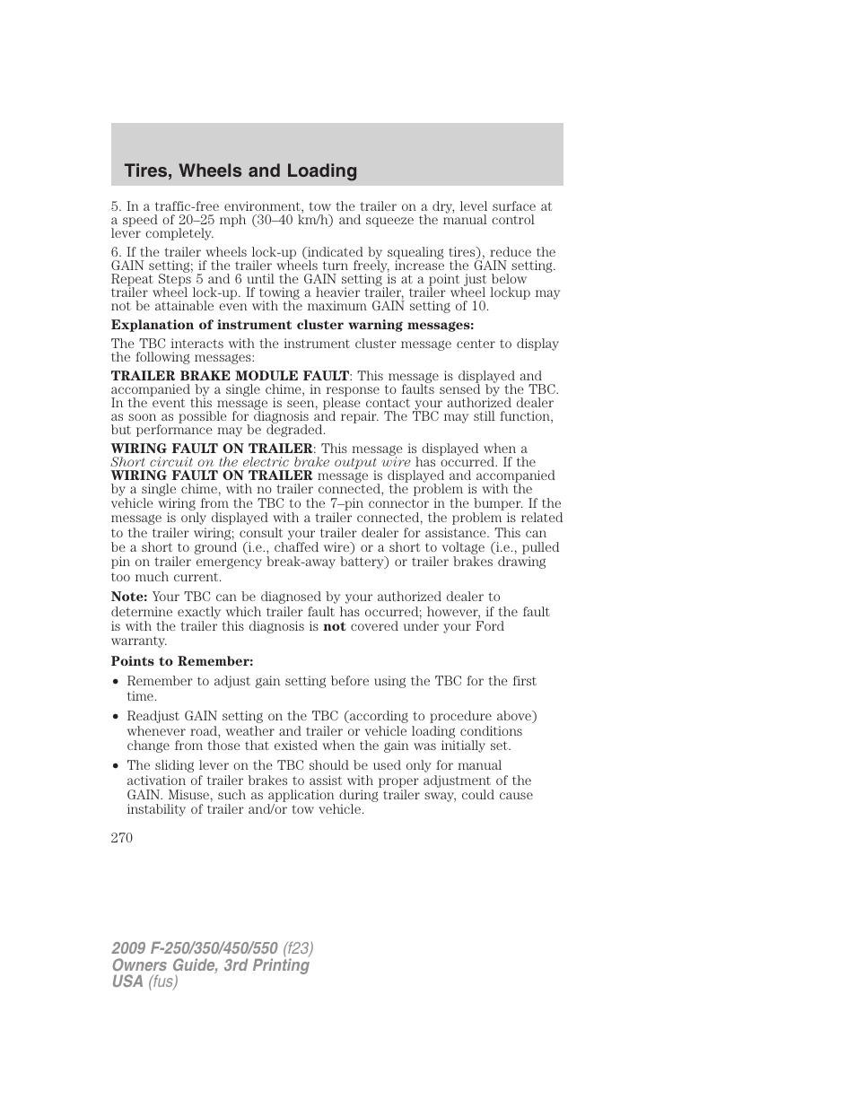 Tires, wheels and loading | FORD 2009 F-550 v.3 User Manual | Page 270 / 419