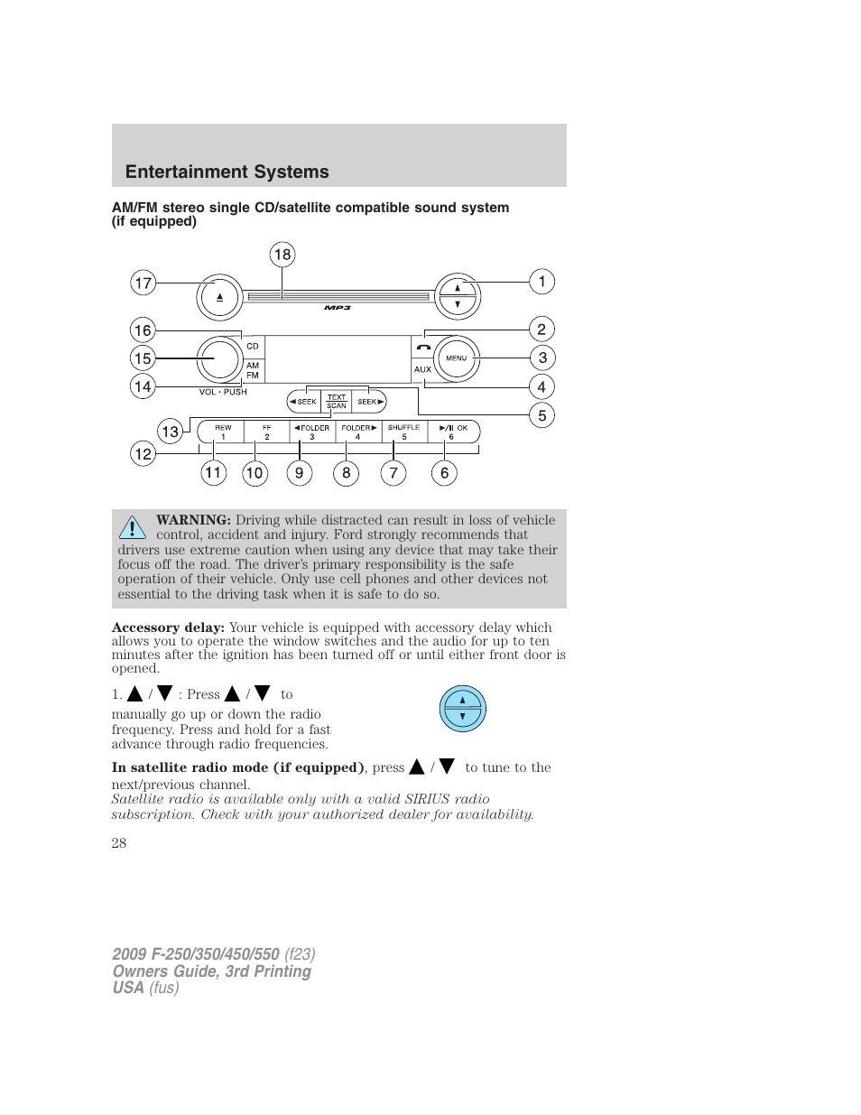 Am/fm stereo with cd, Entertainment systems | FORD 2009 F-550 v.3 User Manual | Page 28 / 419